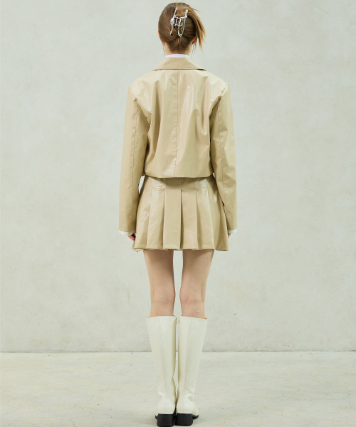 MOLLY LEATHER CROP JACKET / BEIGE