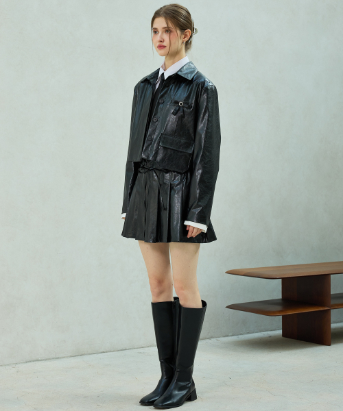MOLLY LEATHER CROP JACKET / BLACK
