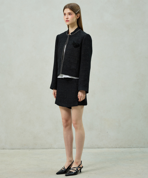 AGLOW TWEED JACKET / BLACK