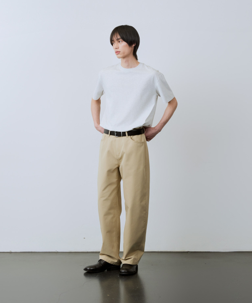 Curved Cotton Chino Pants [Beige]