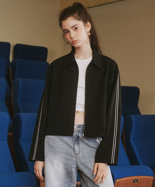 Стрейчевая куртка на молнии 6103 (Black)