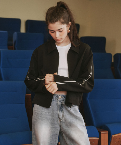 Стрейчевая куртка на молнии 6103 (Black)
