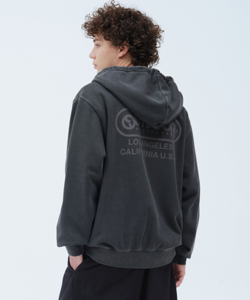 PIGMENT DYE HOOD ZIP-UP (CHARCOAL)