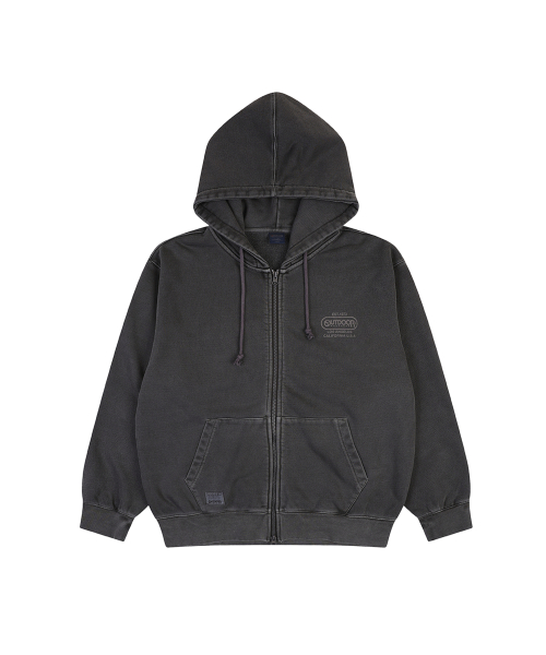 PIGMENT DYE HOOD ZIP-UP (CHARCOAL)