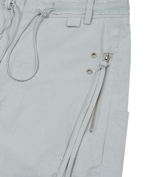 Lace Trim Strap Pants [Gray]
