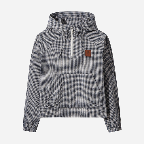 Женский анорак с капюшоном из жатки - NAVY
