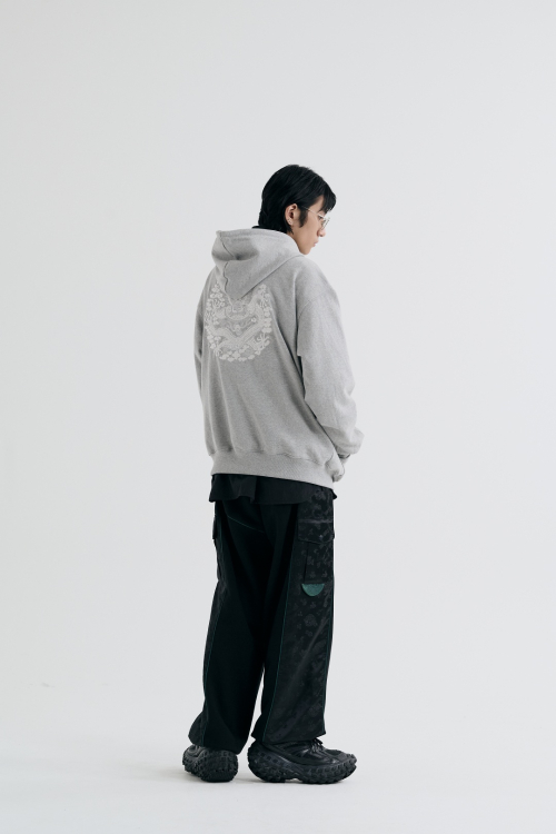 Traditional embroidery Hoodie (gray)