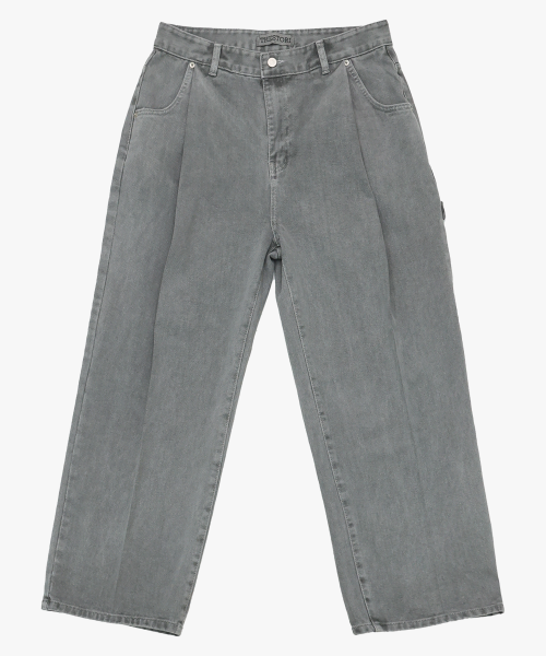 Широкие хлопковые брюки пигментного окрашивания (Grey)