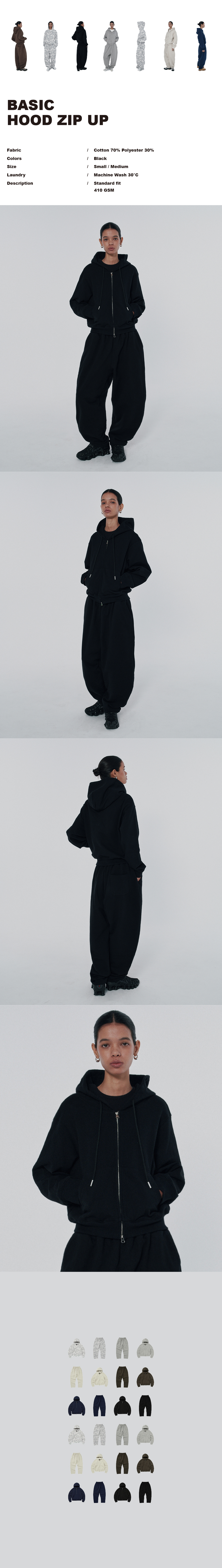 BASIC HOOD ZIP UP [BLACK] 상세 이미지 1