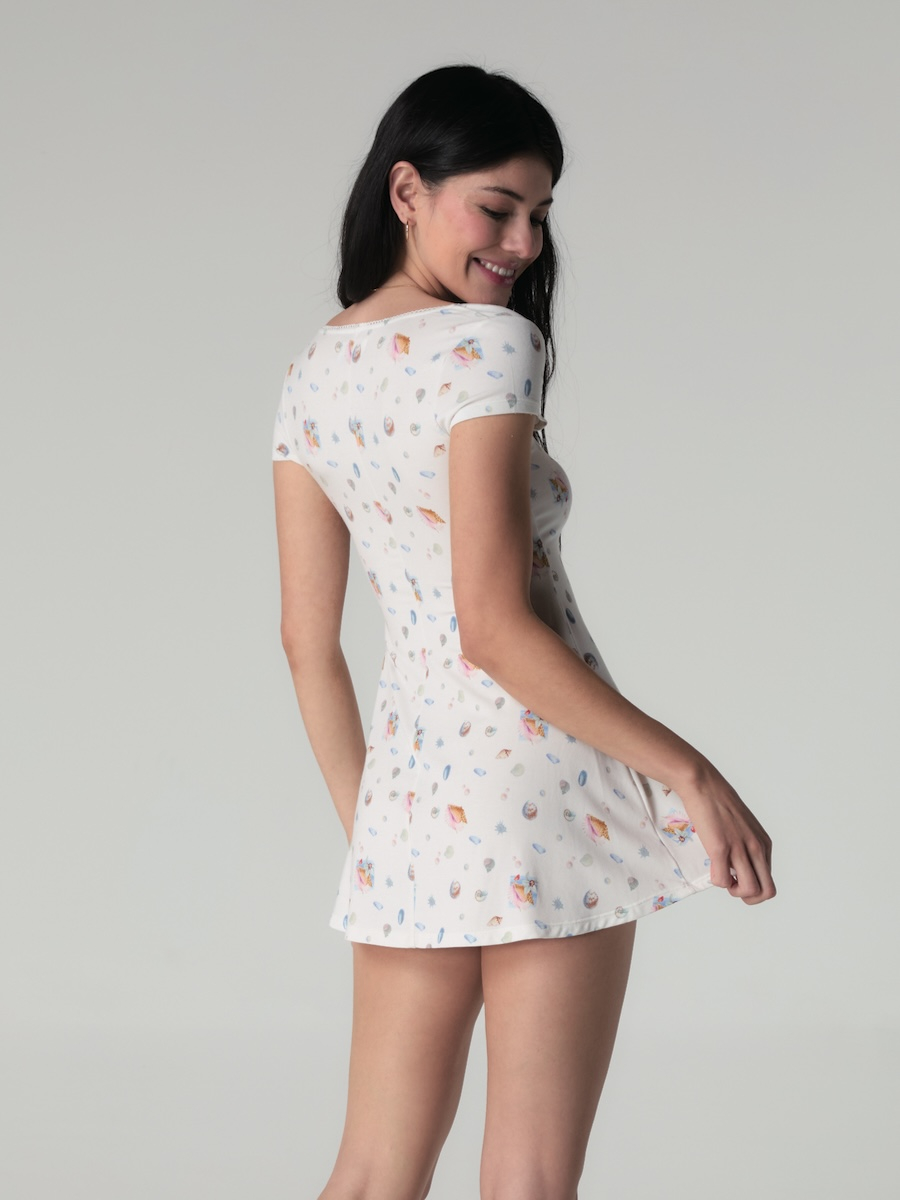 ROSY SCOOP MINI DRESS (IVORY SHELL) 상세 이미지 5