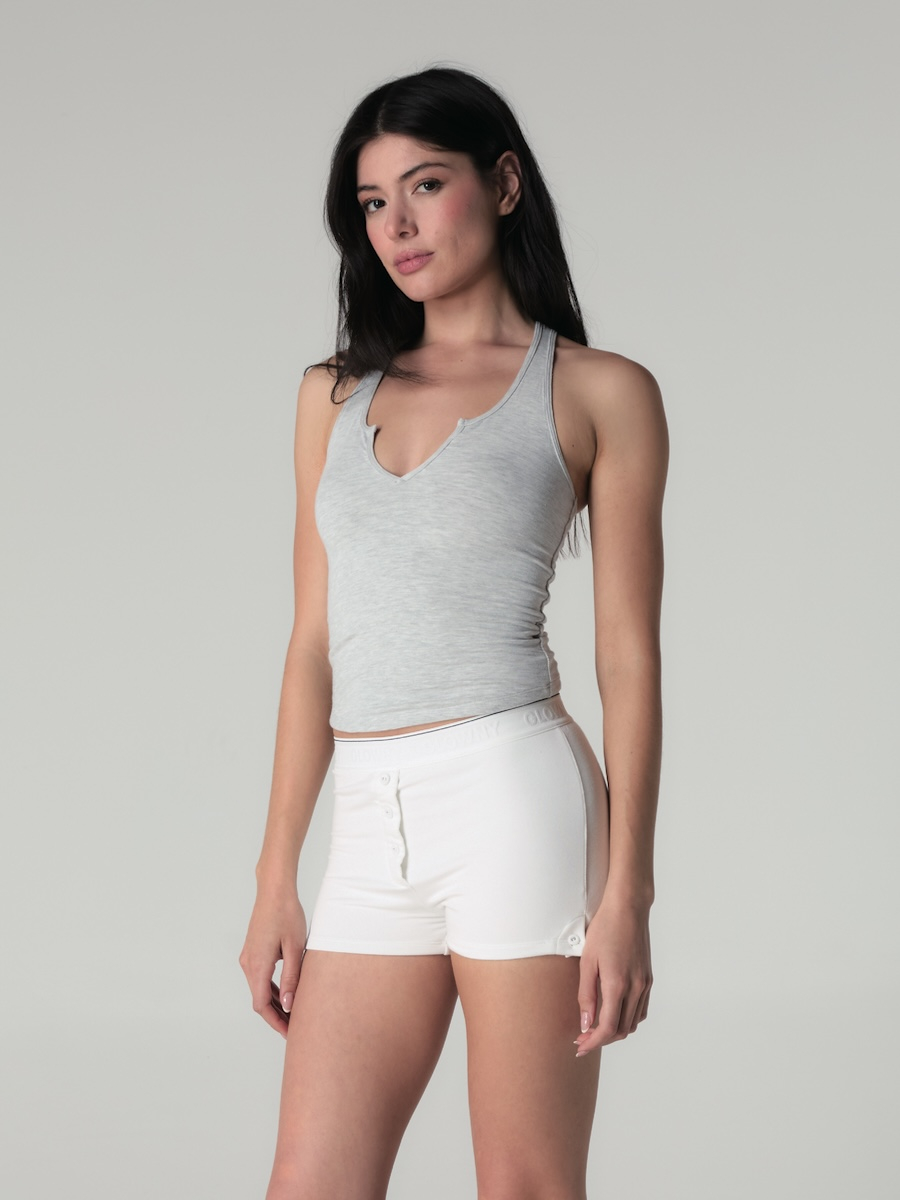 【GLOWNY】韓国人気/新作 ★ PURE MODAL SLIT TANK ★4COLOR MUSINSA公式 | GLOWNY PURE MODAL SLIT TANK (WHITE MELANGE)