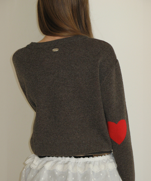 3 HEART JACQUARD PULLOVER KNIT BROWN