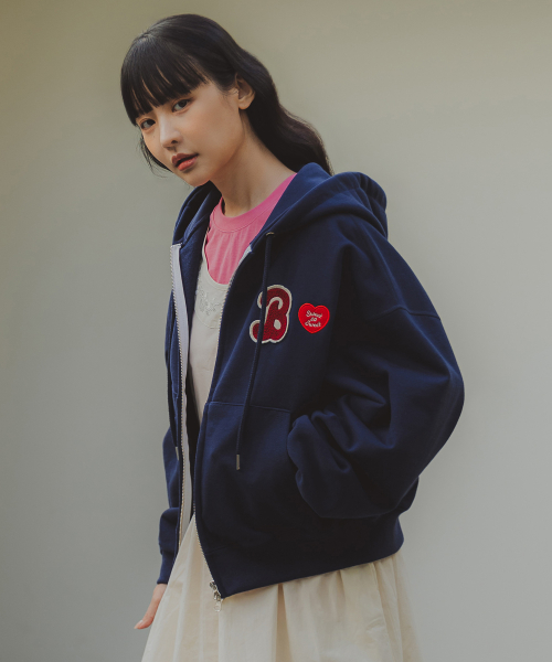 Укороченное худи на молнии Heart B BK7980_Navy