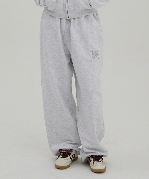 Logo Applique Sweatpants MELANGE WHITE