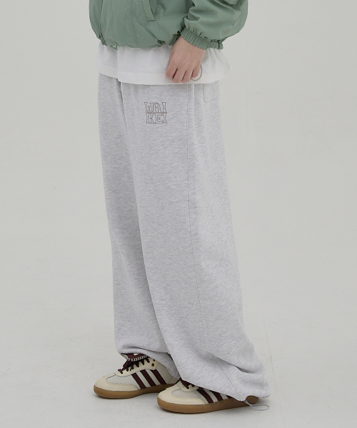 Logo Applique Sweatpants MELANGE WHITE