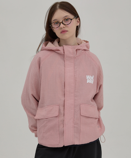 Двусторонний ветровка в клетку Pink