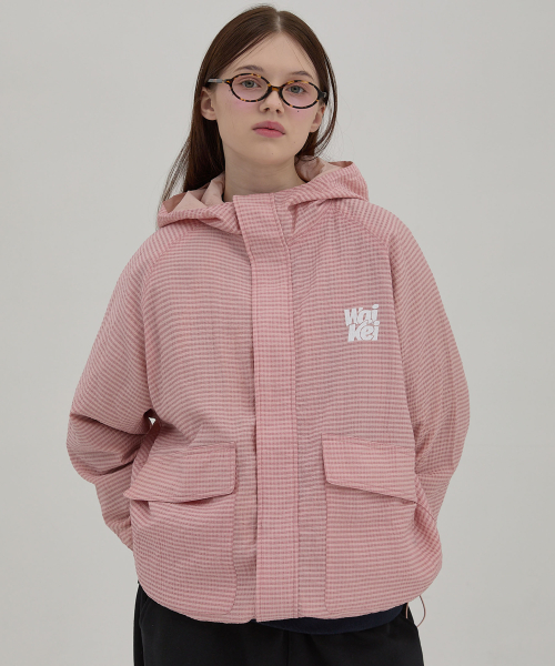 Двусторонний ветровка в клетку Pink