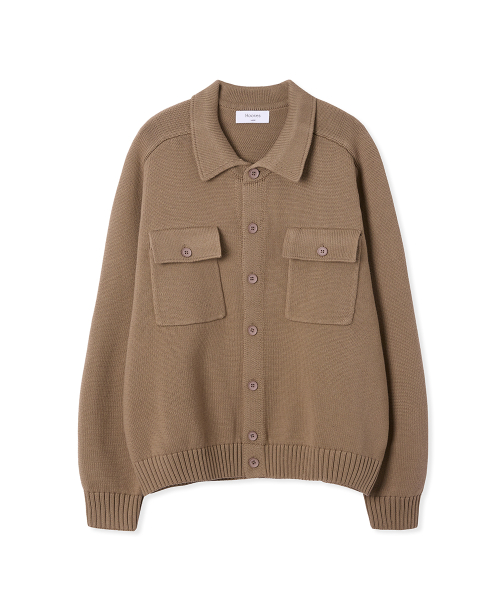 Cotton Trucker Knit Cardigan [Beige]