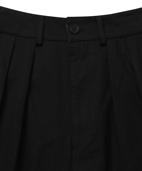 Свободные брюки из вареного хлопка с двумя складками Black