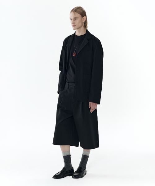 [SET] Свободный костюм из вареного хлопка [Black]