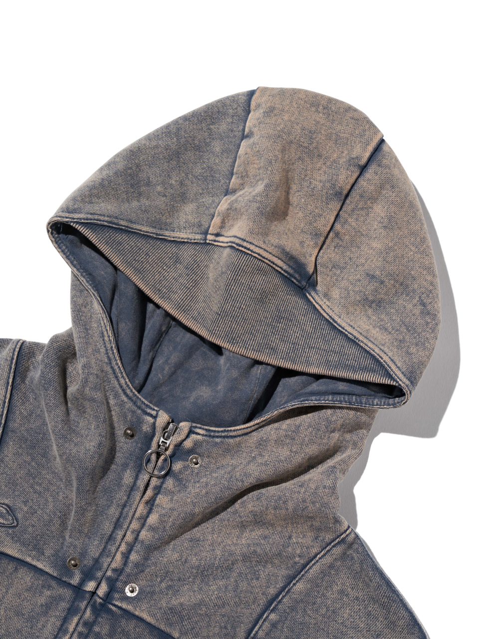 미스치프(MISCHIEF) RHOMBUS PUNCHING HOODIE ZIP-UP_BLEACHED NAVY