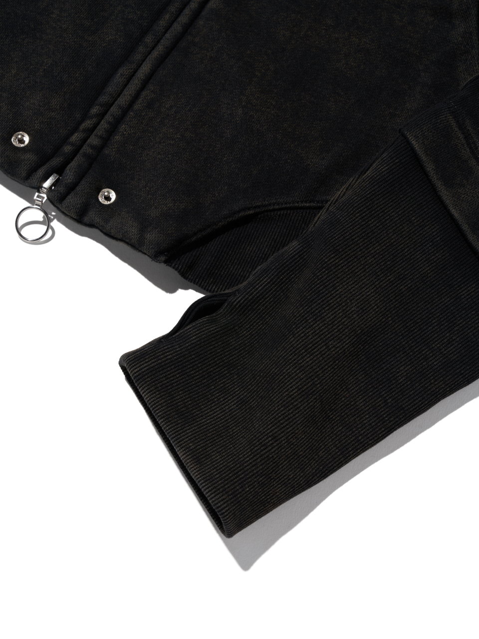 RHOMBUS PUNCHING HOODIE ZIP-UP_WASHED BLACK 상세 이미지 6