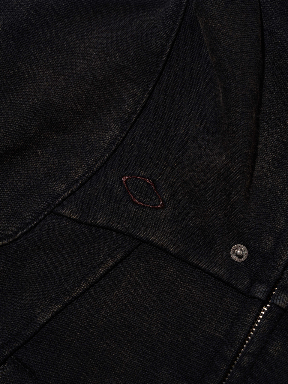 RHOMBUS PUNCHING HOODIE ZIP-UP_WASHED BLACK 상세 이미지 4