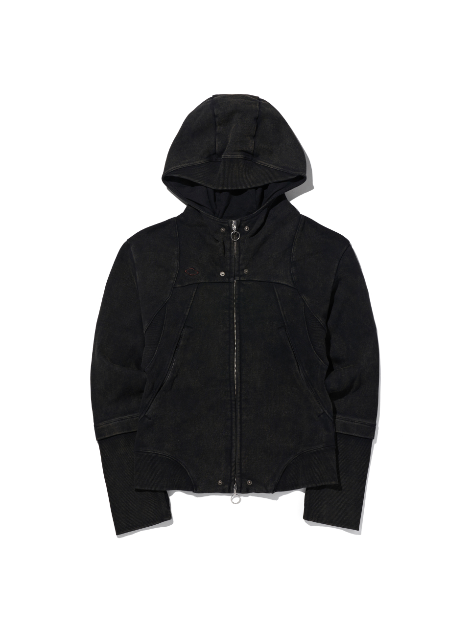 RHOMBUS PUNCHING HOODIE ZIP-UP_WASHED BLACK 상세 이미지 1