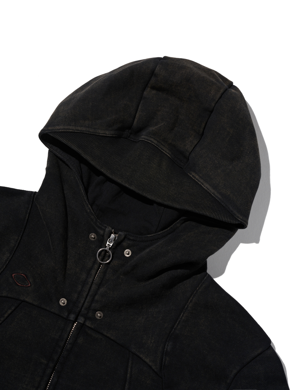 RHOMBUS PUNCHING HOODIE ZIP-UP_WASHED BLACK 상세 이미지 3