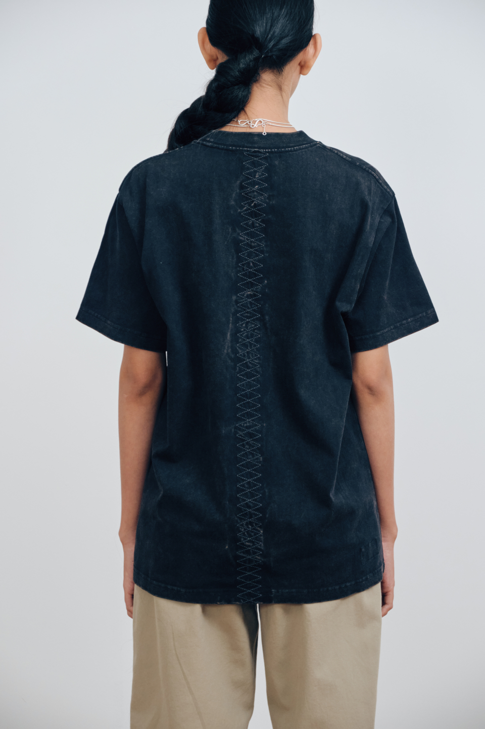 【MISCHIEF】 RHOMBUS WASHED BASIC T-SHIRT WASHED BLACK RHOMBUS WASHED BASIC T-SHIRT_WASHED BLACK - MISCHIEF