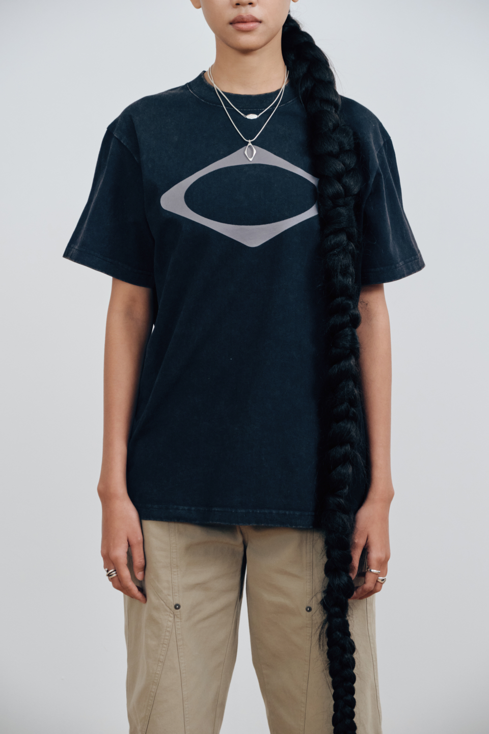 【MISCHIEF】 RHOMBUS WASHED BASIC T-SHIRT WASHED BLACK fccde52302e8bd864ba57819645504