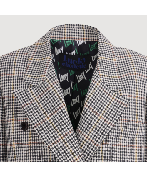 Embroidered Button Check Double Jacket (multi color) LFJAS25205XXX