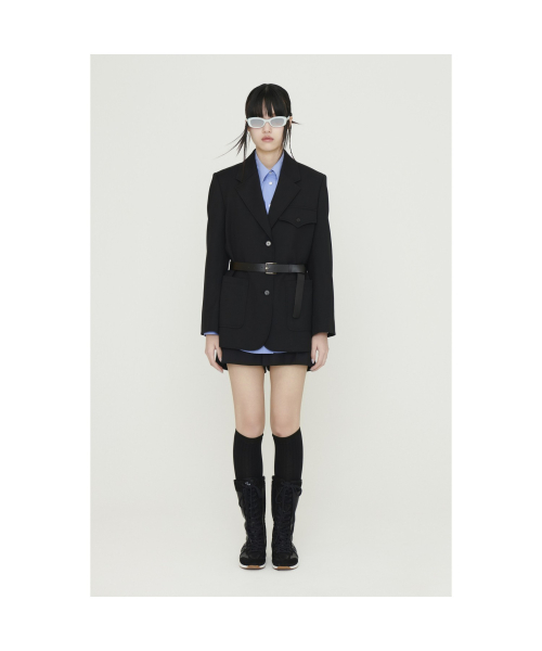 Back Slit Option Belt Single Jacket (black) LFJAS25210BKX