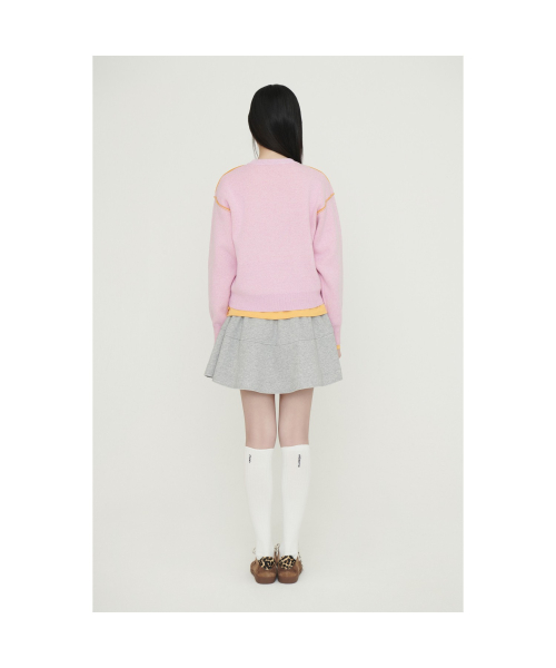 Reversible Lettering Round Neck Knit Pullover (pink) LFWAS25210PIX