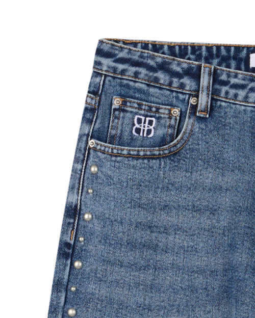 Studded Line Point Jeans - Blue