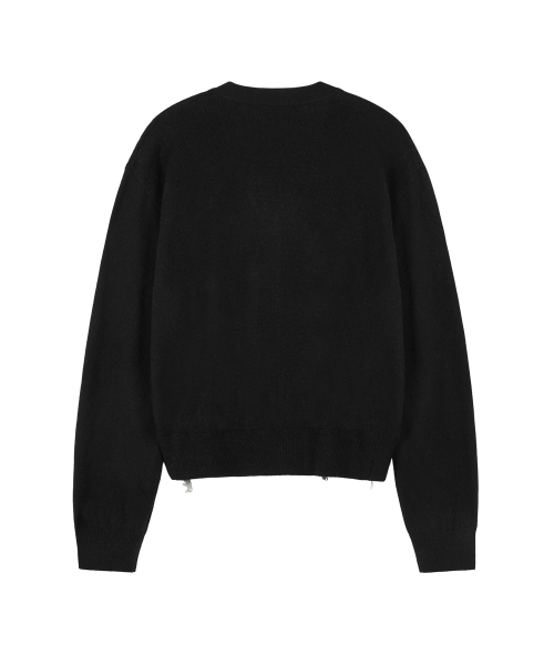 Argyle Stitch Knit Cardigan - Black