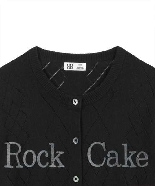 Argyle Punching Knit Cardigan - Black