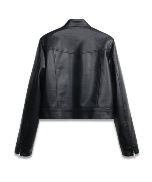 Vegan Leather Racer Jacket in Black