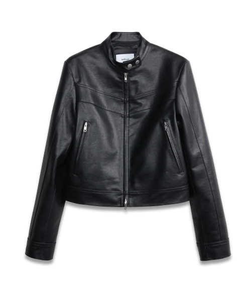 Vegan Leather Racer Jacket in Black