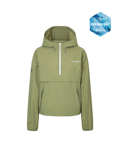 Женский кроп-анорак ветровка Freshvent (OLIVE)