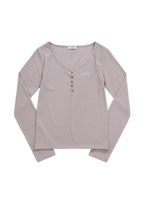 WISH RIBBED BUTTON TEE / PINK