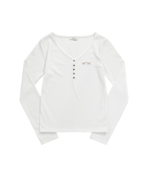 WISH RIBBED BUTTON TEE / IVORY