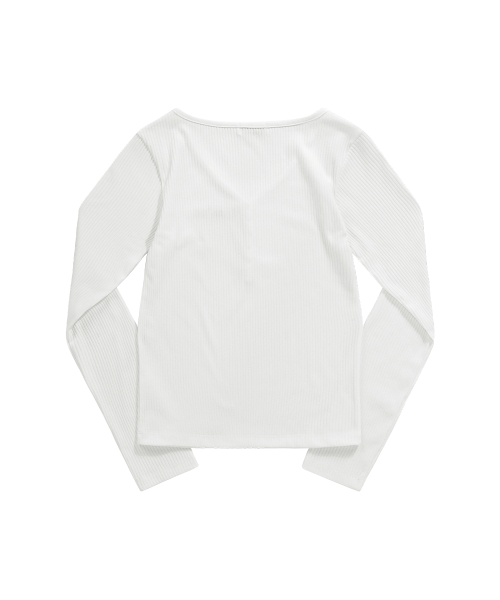 WISH RIBBED BUTTON TEE / IVORY