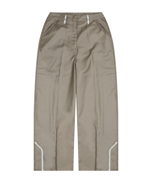 WXP025 flower circle lace slacks (BEIGE)