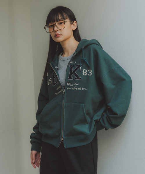 Худи зип-ап 1583 BK двухсторонний BK7978_Green