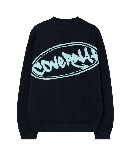 Вязаный свитер с граффити Crewneck Dark Navy