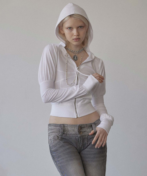 Solid Zip-Up Hoodie White