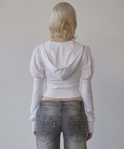 Solid Zip-Up Hoodie White