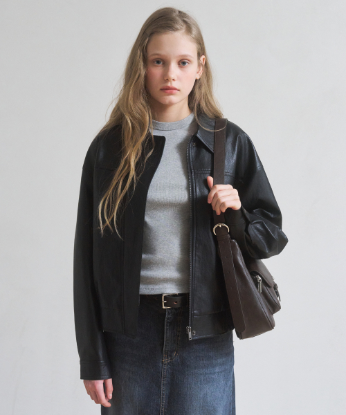 A FAUX LEATHER JUMPER_BLACK