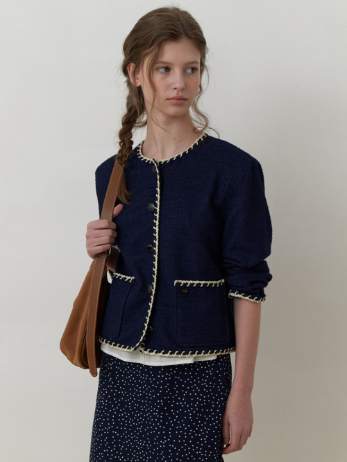 A POCKET TWEED JACKET_NAVY